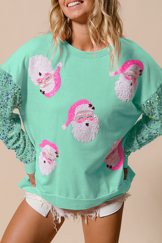 Mint Sequin Santa Top!