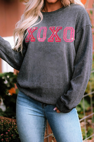 XOXO Sequin Ribbed Top!