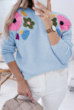 The Bella Knit Floral Sweater in Blue!