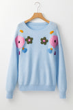 The Bella Knit Floral Sweater in Blue!