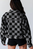 Checkered Denim Jacket in Black!