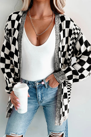 The Harvest Check Cardigan in B+W!