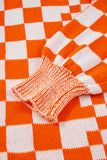 The Harvest Check Cardigan in Orange & White!