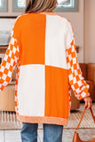 The Harvest Check Cardigan in Orange & White!