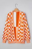 The Harvest Check Cardigan in Orange & White!