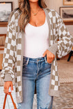 The Harvest Check Cardigan in Beige + White!