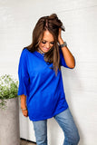 The Coastal Ease 1/2 Sleeve Tee in Blue!