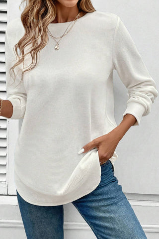 The Aspen Glow Waffle Top in White!
