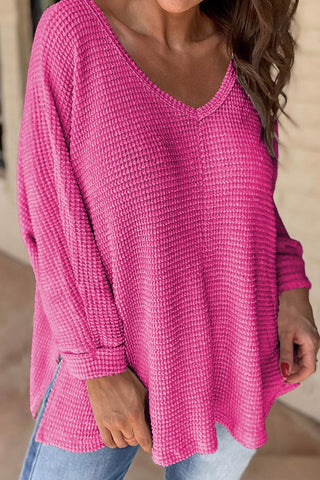 The Crestview Waffle Top in Hot Pink!