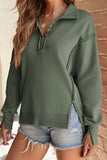 The Callan Button-Collar Sweatshirt (Moss Green)!
