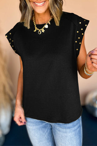 NEW The Phoenix Studded-Sleeve Top in BLACK!