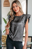 The Liquid Pewter Ruffle Top!