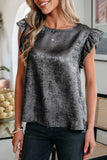 The Liquid Pewter Ruffle Top!