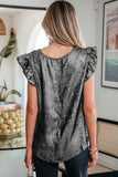 The Liquid Pewter Ruffle Top!