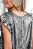 The Liquid Pewter Ruffle Top!