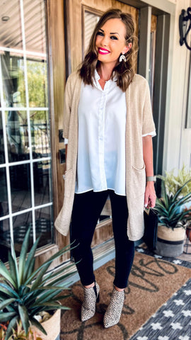 The Chavelle Cardigan in Beige!
