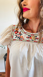 The Sophia Striped Embroidery Top!