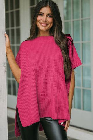 NEW Ribbed Side-Slit Sweater! (Pink)