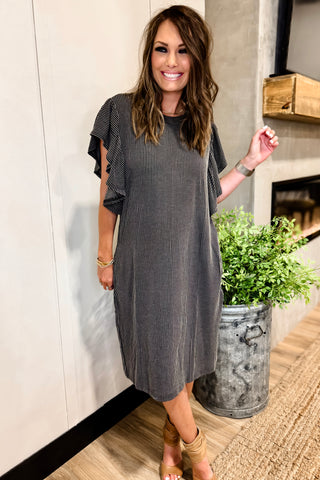 The Sassy Sidekick Dress In Black/Grey!