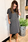 The Sassy Sidekick Dress In Black/Grey!