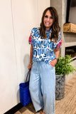 The Kiara Embroidered Top in Blue!