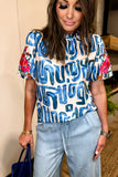 The Kiara Embroidered Top in Blue!