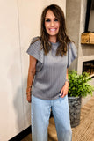 The Silver Linings Flutter Knit Top!
