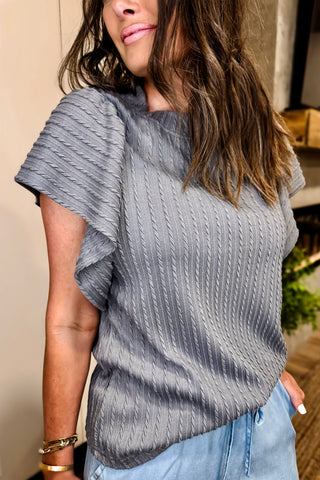 The Silver Linings Flutter Knit Top!