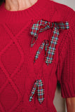 Tartan-Tied Holiday Sweater!