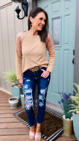 50% Off: The Hannah Sequin Shoulder Top! (Only $18.48)