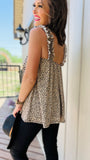 50% off: Cheetah Print Smocked Frill Shoulder Top! (Only $18.98)